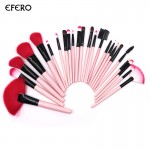 24pcs Pink Makeup Brush for Eyelashes Eyebrow Shadows Foundation Highlighter Kit